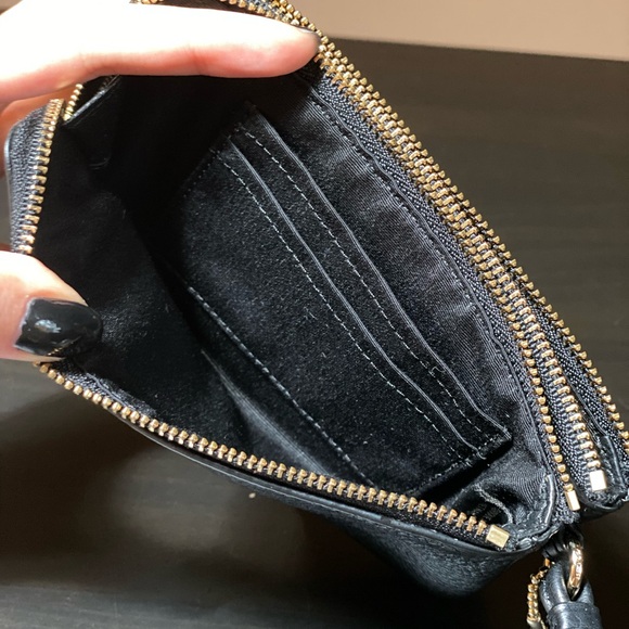 Coach Pebble Leather Double Corner Zip Wristlet Black F66505 - Picture 6 of 8